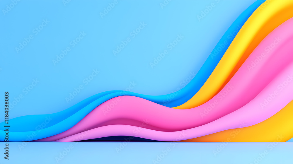 Obraz premium 3d creative wavy design with vibrant colors perfect for backgrounds and wallpapers, abstract, artistic, swirls, curves