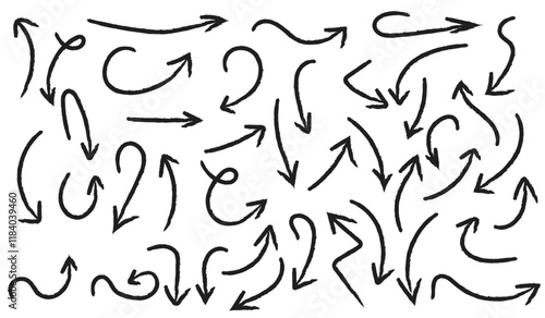 Arrows set hand made edition vector on white background