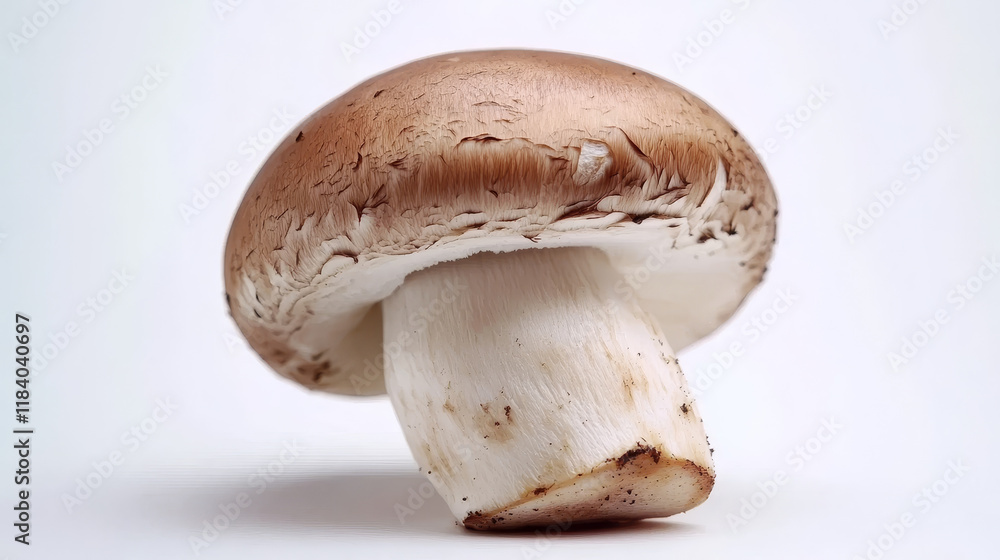 Fototapeta premium Pure Simplicity: Fresh Champignon Mushroom on White
