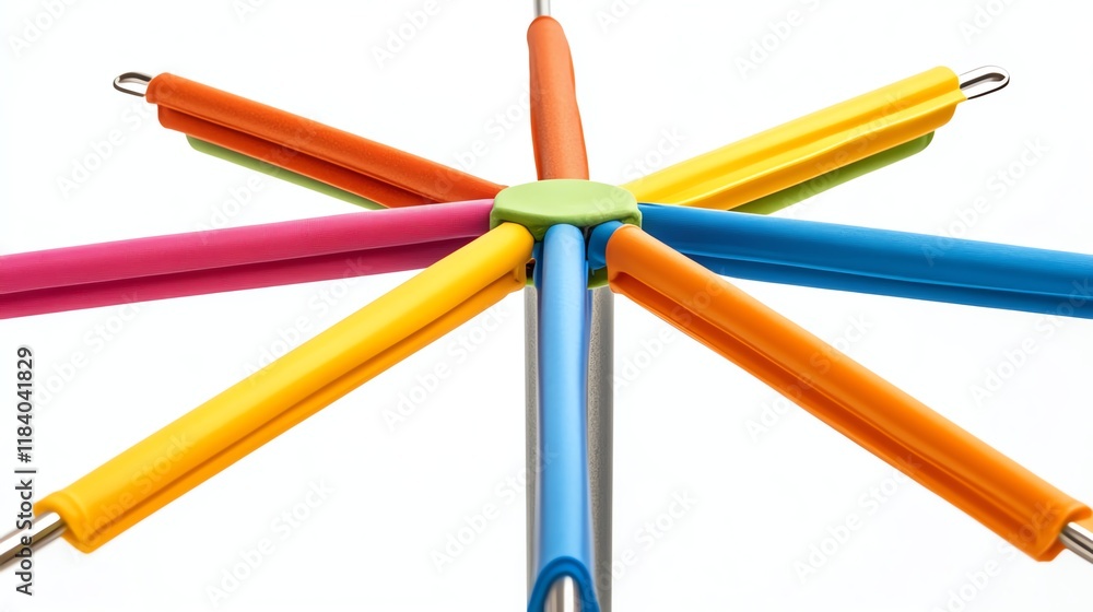 Colorful toy spinner with bright sticks, white isolate background Colorful toy spinner with bright sticks, white isolate background