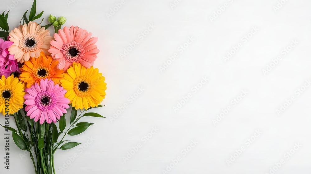 A photostock of a soft, pastel bouquet of mixed flowers arranged beautifully against a clean white background, perfect for wedding themes. High Quality A photostock of a soft, pastel bouquet of mixed flowers arranged beautifully against a clean white background, perfect for wedding themes. High Quality