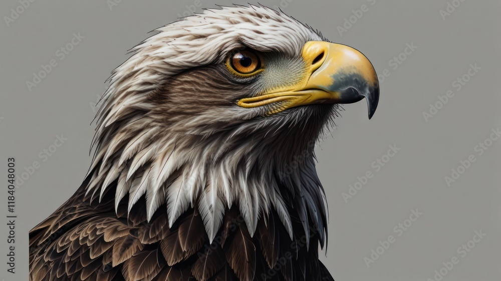 Close-up portrait of a majestic eagle's head and neck, showcasing detailed feathers and intense gaze. Close-up portrait of a majestic eagle's head and neck, showcasing detailed feathers and intense gaze.