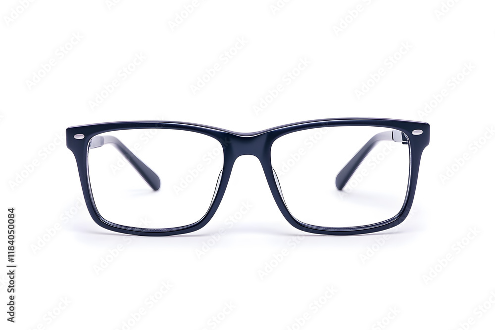 A pair of classic, black-rimmed eyeglasses isolated on white background A pair of classic, black-rimmed eyeglasses isolated on white background