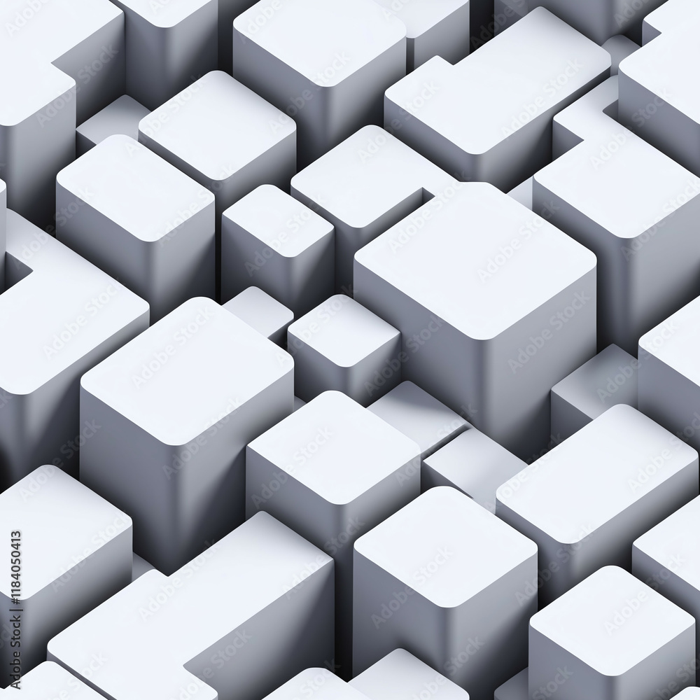 Abstract 3D cubes, Seamless white pattern. Endless background. Abstract 3D cubes, Seamless white pattern. Endless background.