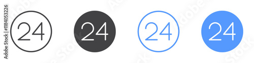 24 Hours icon vector symbol outline sign