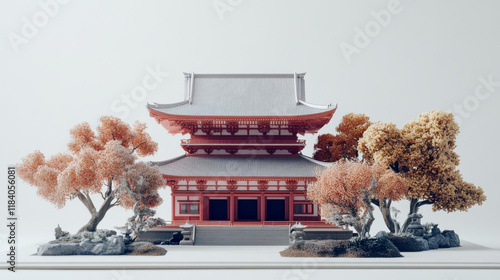 Byodo in Temple (Japan) isolated on white background photo