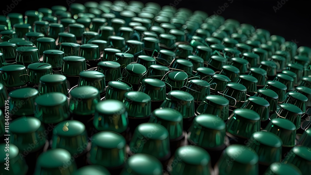 Waving array of green capsules Generative AI Waving array of green capsules Generative AI