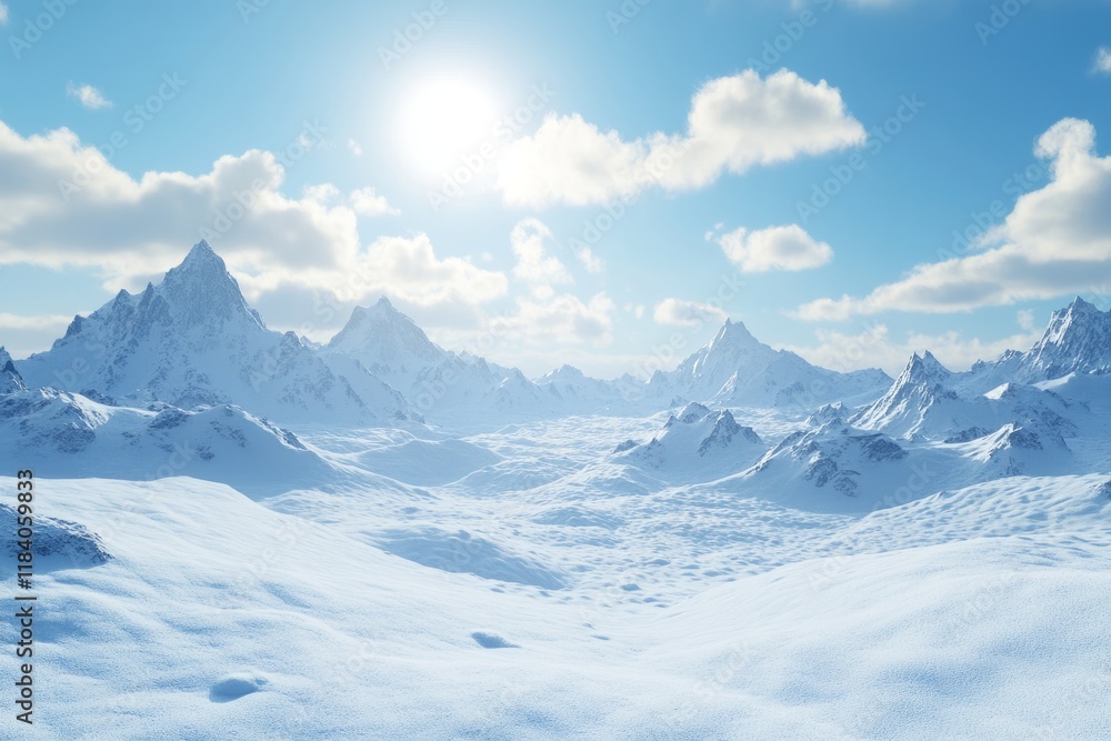 Obraz premium A breathtaking view of snow-covered mountains under the bright blue sky