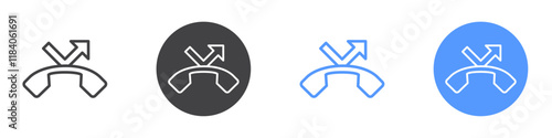 Missed call icon vector symbol outline sign