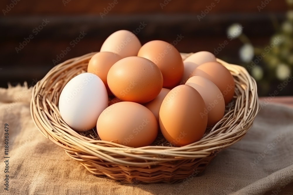 Fresh chicken eggs on the table from the farm all natural Fresh chicken eggs on the table from the farm all natural