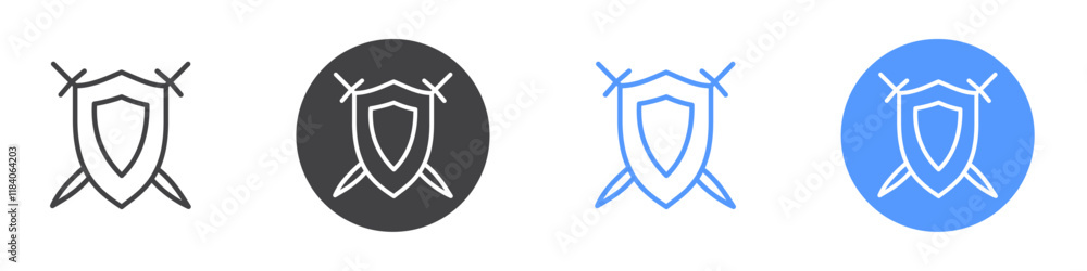 Sword and shield icon vector symbol outline sign Sword and shield icon vector symbol outline sign