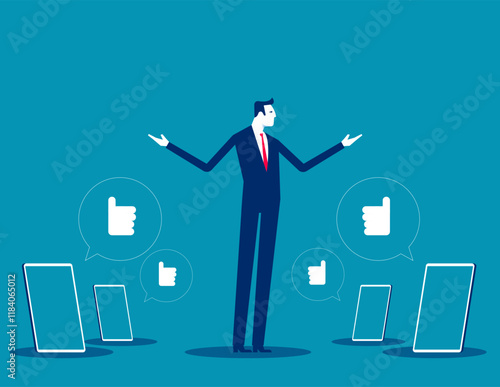 Business leadership and adulation, Business awe vector flat style