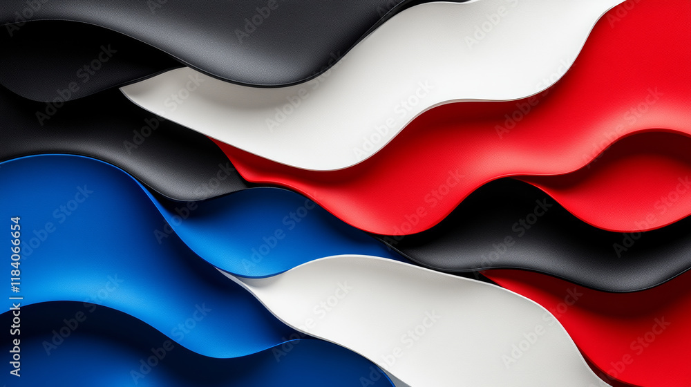 Naklejka premium Colorful abstract waves in red, blue, black, and white