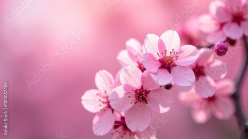 Spring card. spring background with delicate pink sakura flowers in full bloom