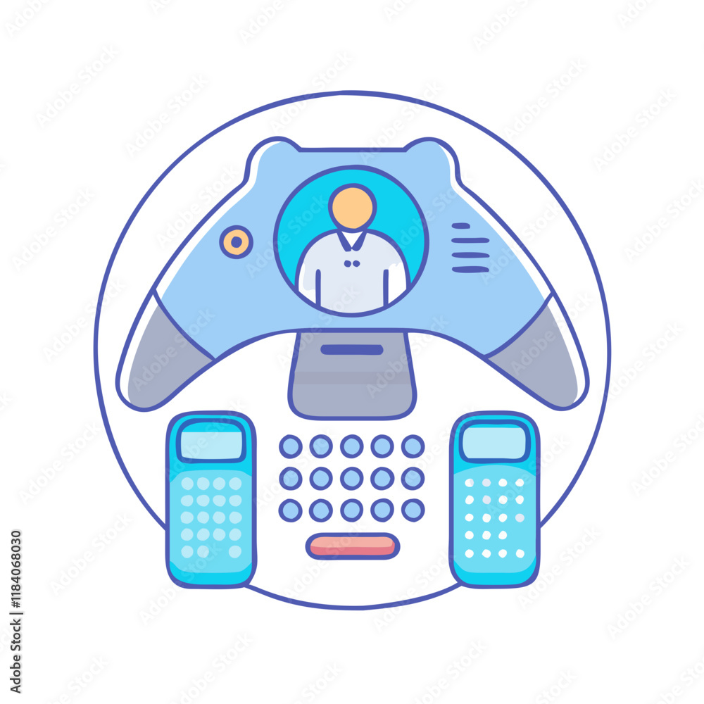 conference phone vector icon, office vector illustration - simple illustration of conference phone perfect for logos, and office-themed designs.