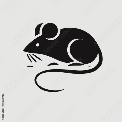very simple flat and minimalist Mouse silhouette in black on a white background