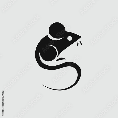 very simple flat and minimalist Mouse silhouette in black on a white background