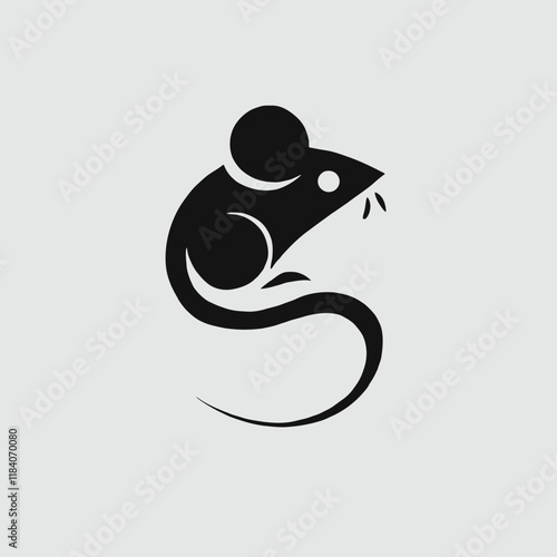 very simple flat and minimalist Mouse silhouette in black on a white background