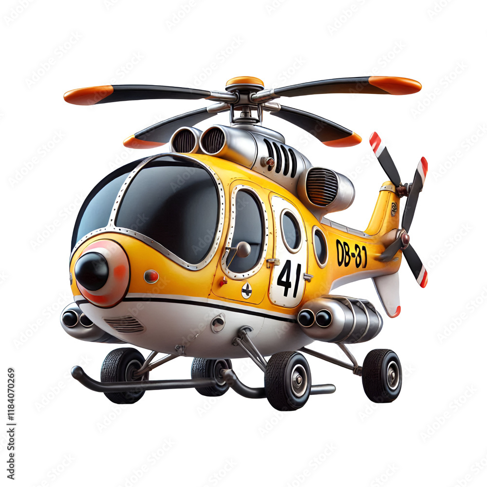 Cartoonish 3D Helicopter - Transparent Background Cartoonish 3D Helicopter - Transparent Background