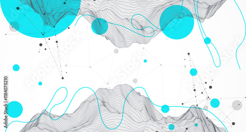 Trendy abstract wireframe background. Modern science or technology art elements. Surface illustration.