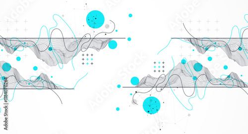 Trendy abstract wireframe background. Modern science or technology art elements. Surface illustration.