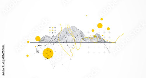 Trendy abstract wireframe background. Modern science or technology art elements. Surface illustration.