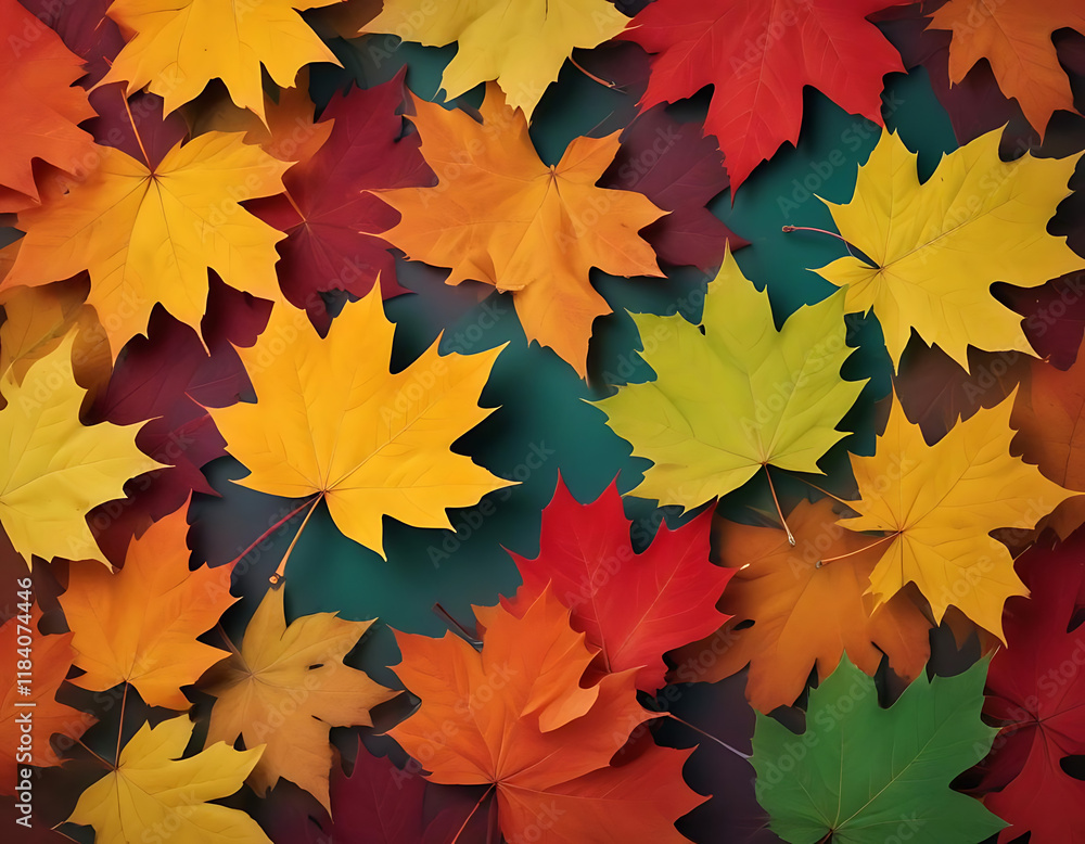 Maple leaves in vibrant autumn colors. Maple leaves in vibrant autumn colors.