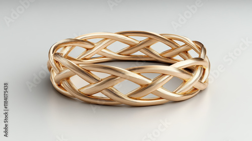 Elegant 3D gold bracelet with intricate woven design and smooth finish
