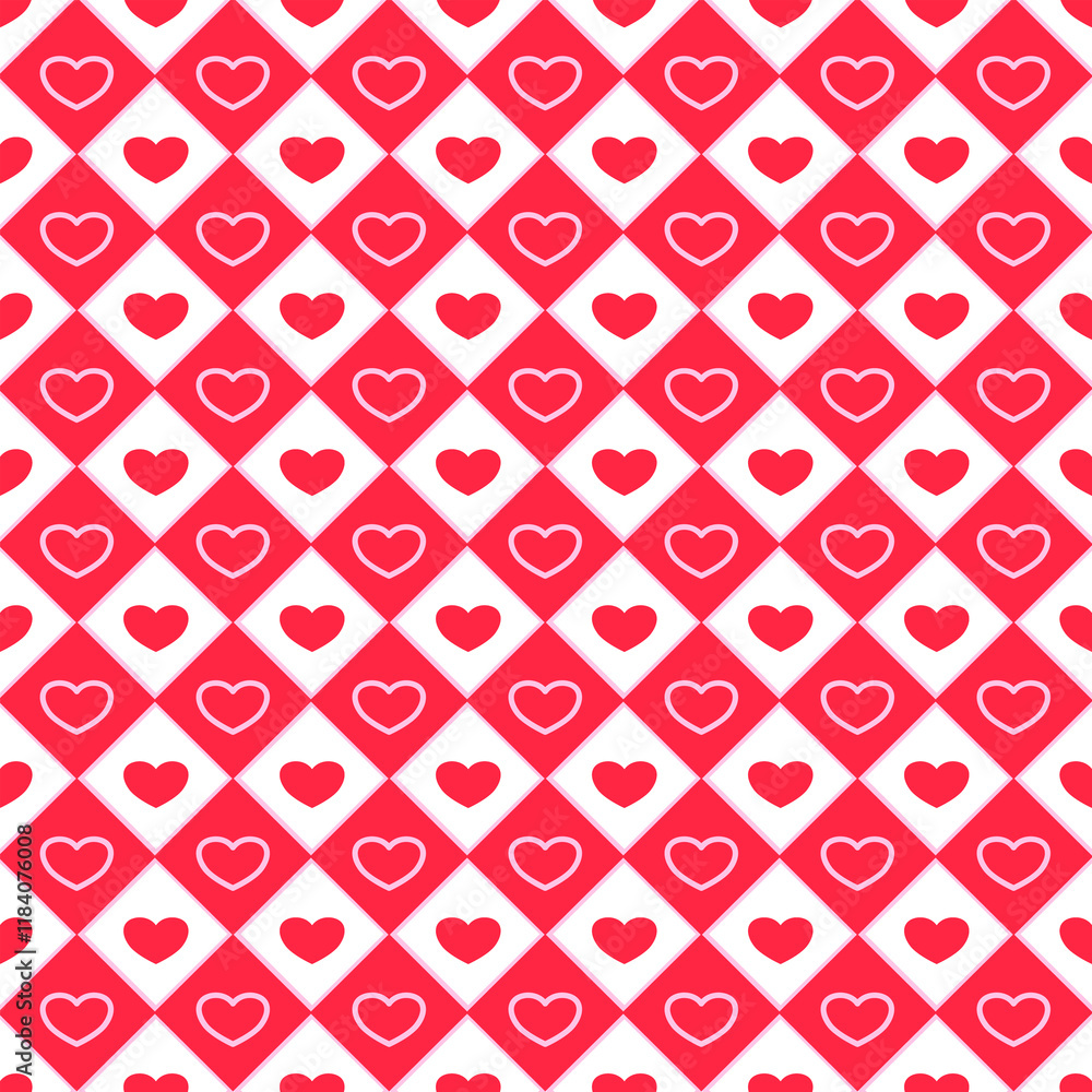 Valentine's Day seamless pattern square and love hearts shape Valentine's Day seamless pattern square and love hearts shape