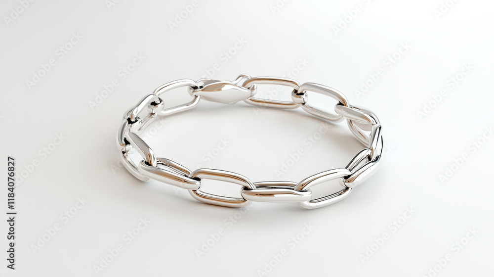 High resolution image of 3D silver bracelet with sleek design High resolution image of 3D silver bracelet with sleek design