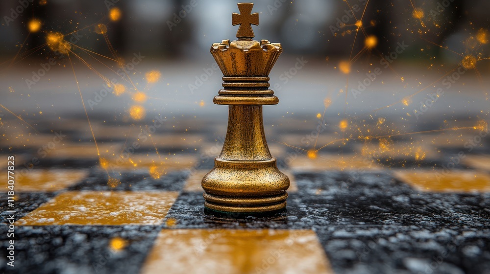 Golden Queen Chess Piece Outdoors, Network Background, Strategy Golden Queen Chess Piece Outdoors, Network Background, Strategy