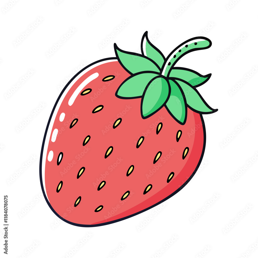 Obraz premium strawberry vector icon, foods vector illustration - simple illustration of strawberry perfect for logos, and foods-themed designs.