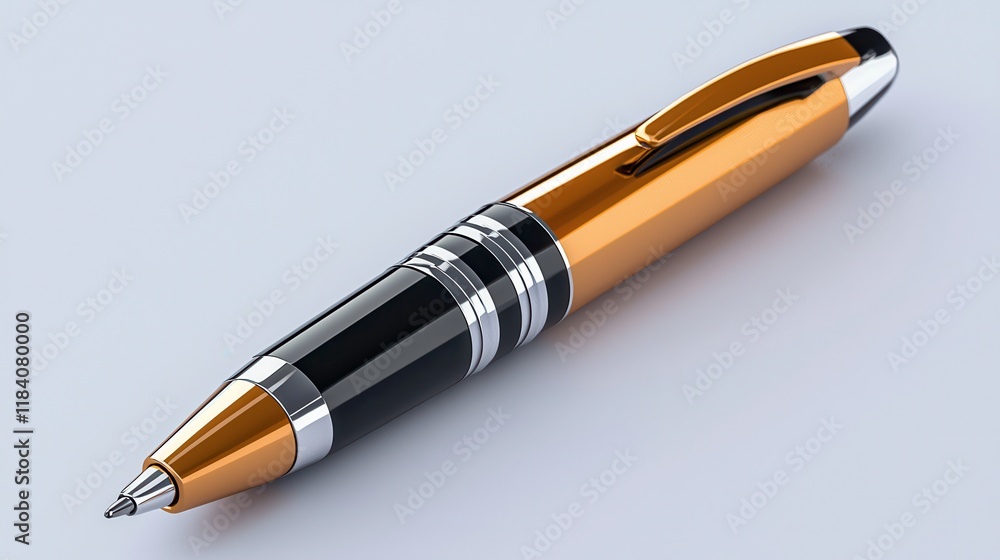 Elegant Glamorous Pen on Gray Background for Creative Presentations Elegant Glamorous Pen on Gray Background for Creative Presentations