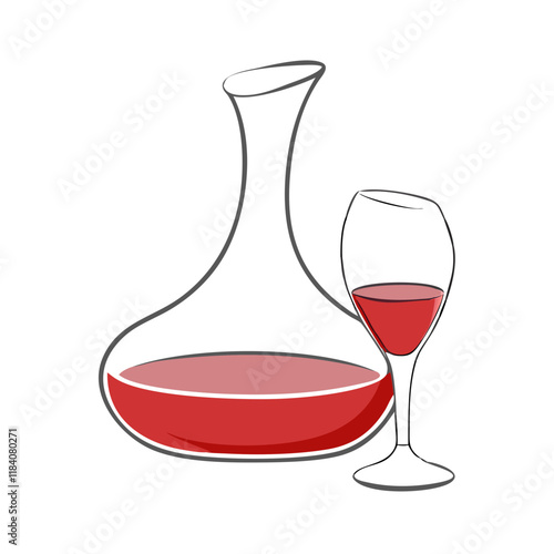 decanter with red wine vector icon, drinks vector illustration - simple illustration of decanter with red wine perfect for logos, and drinks-themed designs.