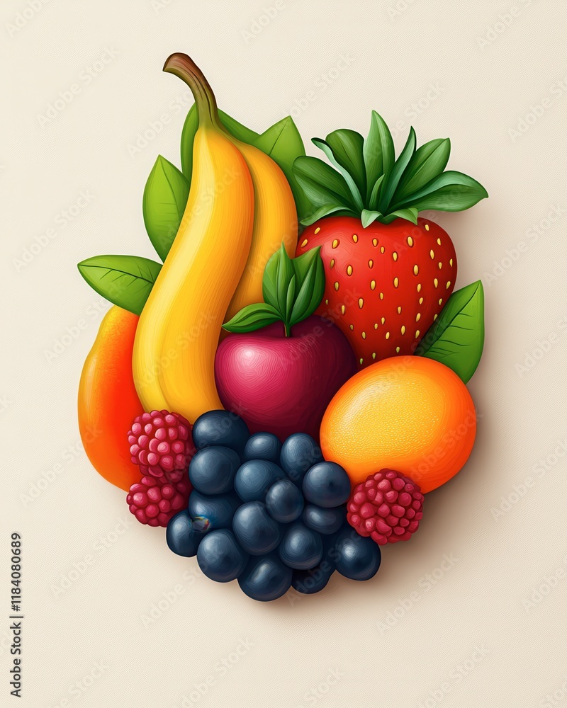Vibrant Collection of Fresh Fruits Arranged on Light Background Vibrant Collection of Fresh Fruits Arranged on Light Background
