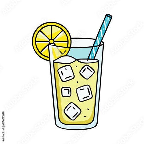 glass of iced lemonade vector icon, drinks vector illustration - simple illustration of glass of iced lemonade perfect for logos, and drinks-themed designs.