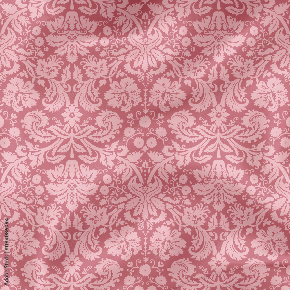 Background paper or fabric, with floral damask and baroque, seamless ornamental pattern Background paper or fabric, with floral damask and baroque, seamless ornamental pattern