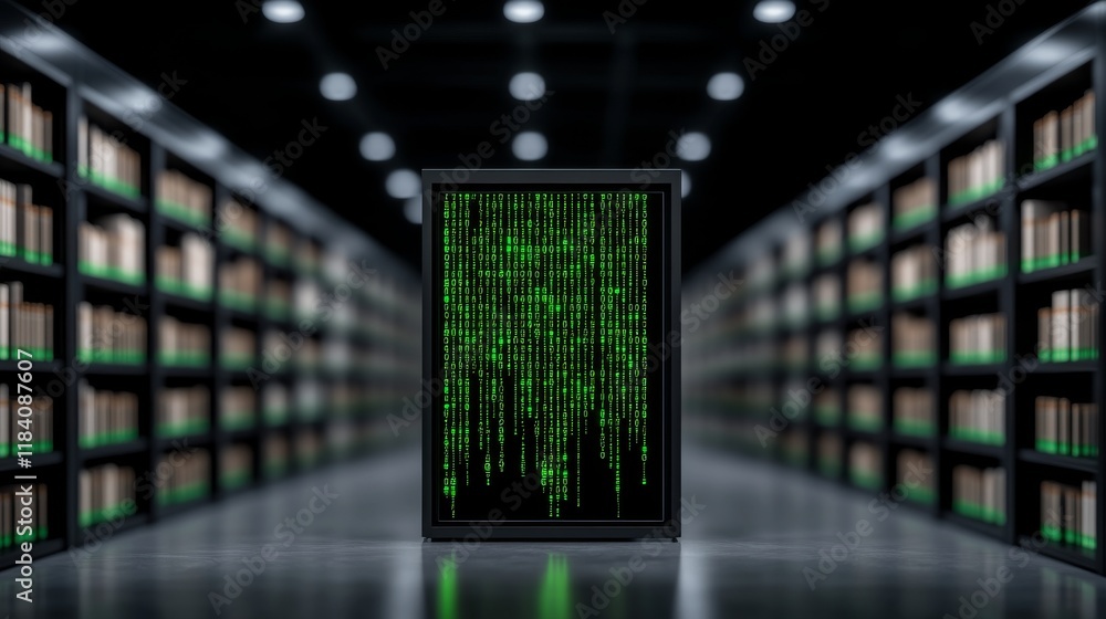 A 3D render of a digital screen displaying medical data within a library, symbolizing the evolution of healthcare records and access to information. A 3D render of a digital screen displaying medical data within a library, symbolizing the evolution of healthcare records and access to information.