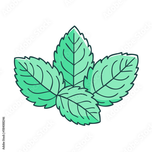 mint leaves vector icon, vegetables vector illustration - simple illustration of mint leaves perfect for logos, and vegetables-themed designs.