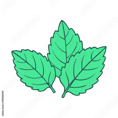 mint leaves vector icon, vegetables vector illustration - simple illustration of mint leaves perfect for logos, and vegetables-themed designs.