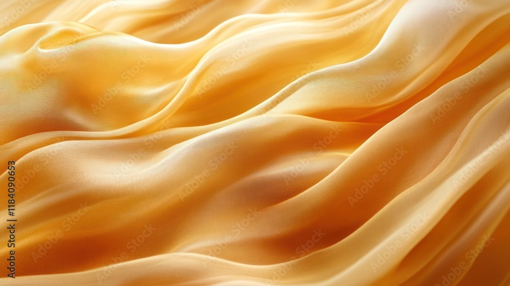 Golden silk fabric drapes, flowing texture, studio shot, soft light background Golden silk fabric drapes, flowing texture, studio shot, soft light background
