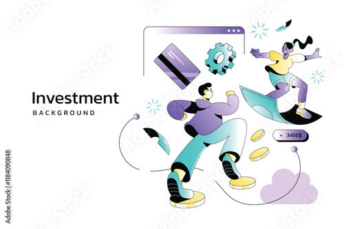 Investment Concept Illustration with Financial Symbols