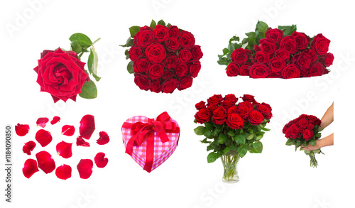 bouquet of blossoming dark  red roses in vase