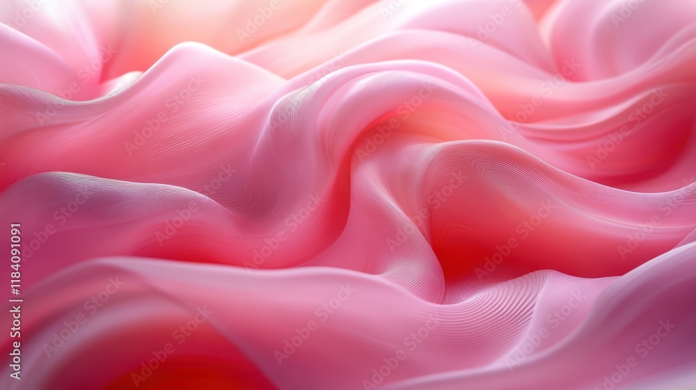 Fototapeta premium Pink silk fabric, draped, studio, soft light, textile background