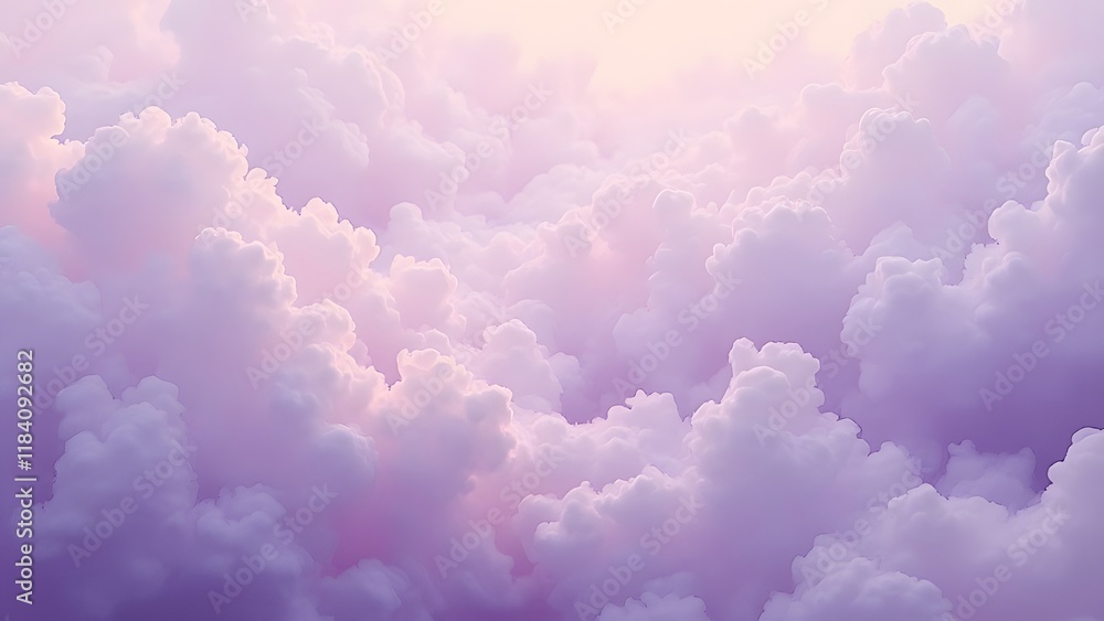 Fototapeta premium Dreamy Lavender Cloudscape, Abstract Pastel Cloud Patterns, Soft Purple Sky Background