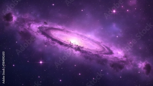 Mesmerizing Purple Galaxy, Cosmic Nebula, Stars, and Stardust Background