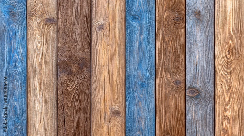 Fototapeta premium Rustic Wooden Planks Background Blue Brown Beige