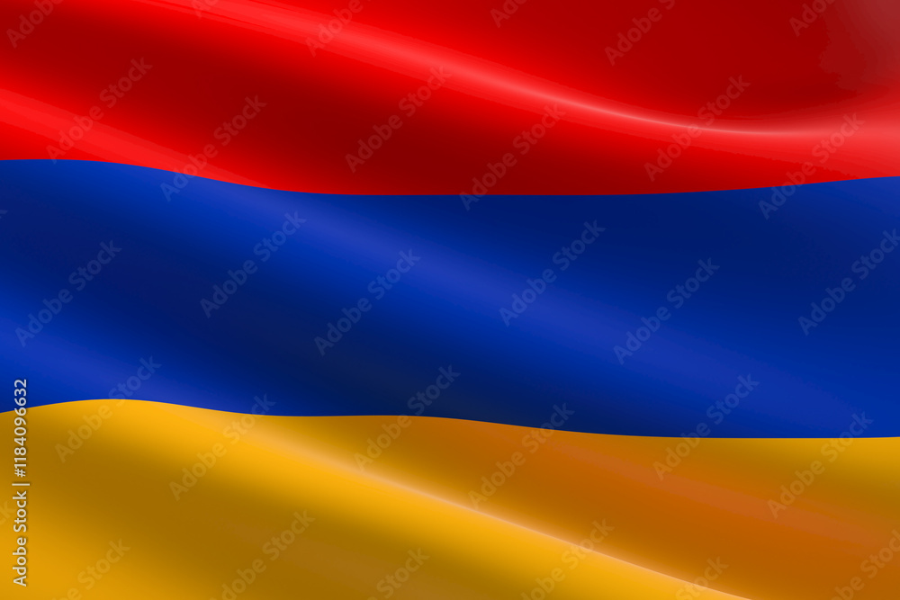 Fototapeta premium Flag of Armenia. 3d illustration of the Armenian flag waving.