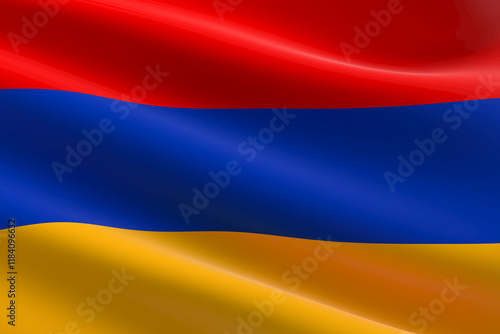Flag of Armenia. 3d illustration of the Armenian flag waving.