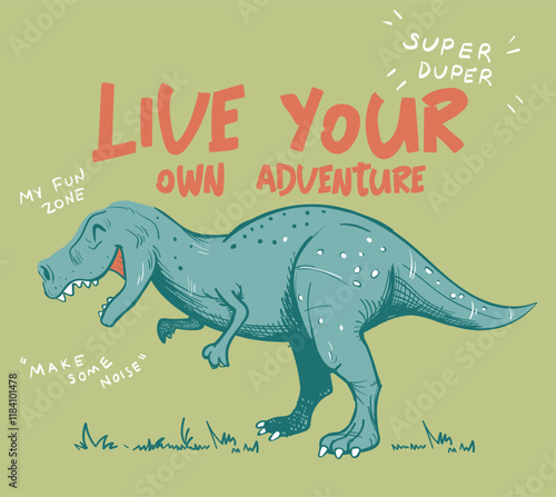 vector cartoon dino illustration for t shirt print 